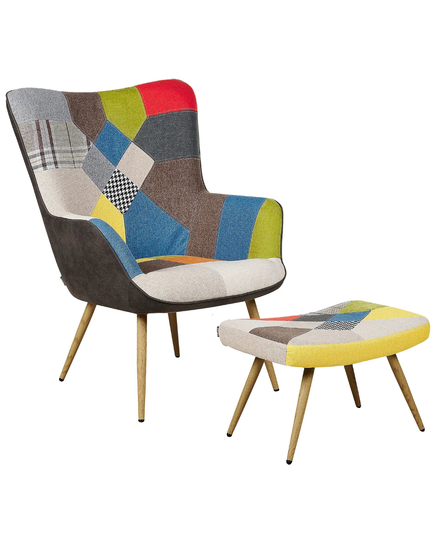 Wingback Chair VEJLE with Footstool Fabric Multicolour