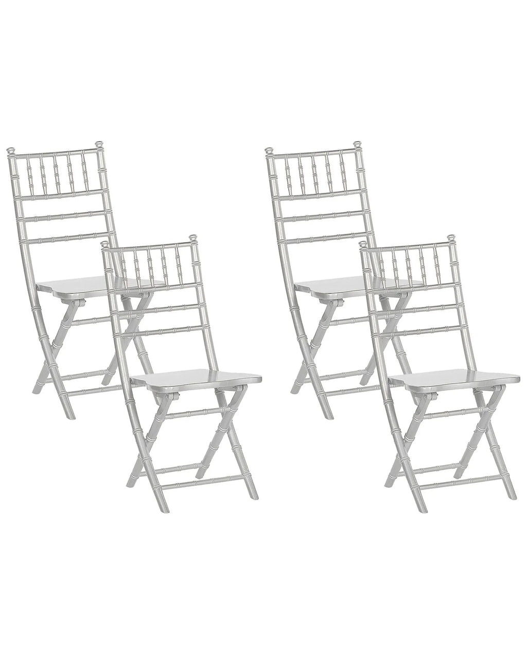 Set of 4 Dining Chairs Folding MACHIAS Beechwood Silver