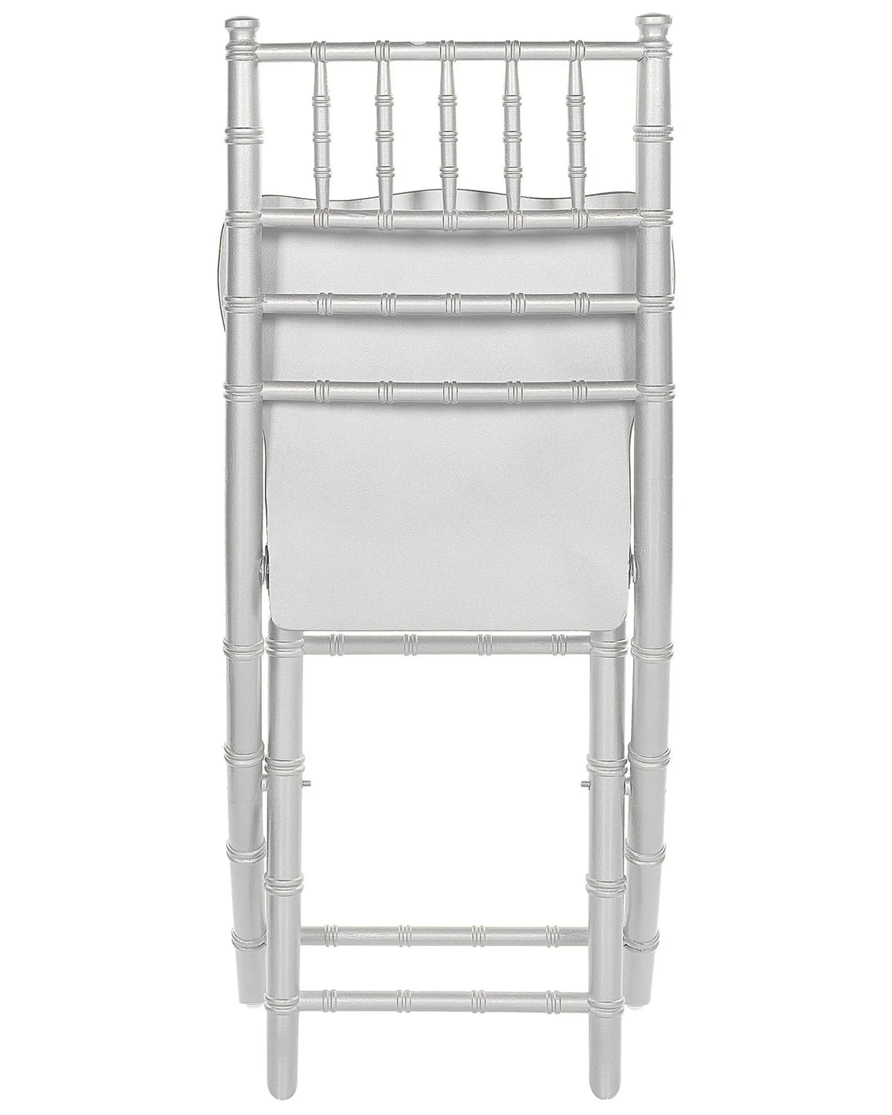 Set of 4 Dining Chairs Folding MACHIAS Beechwood Silver