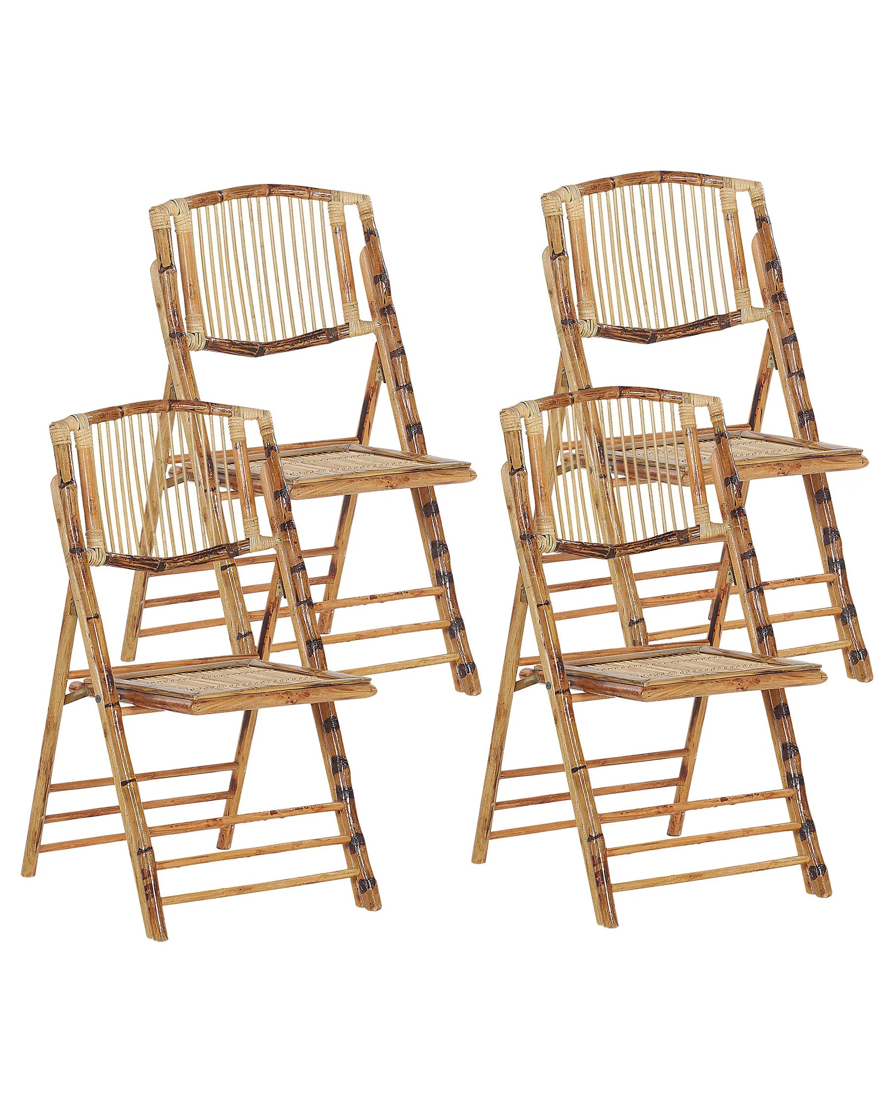 Set of 4 Dining Chairs Folding TRENTOR Bamboo Wood Natural