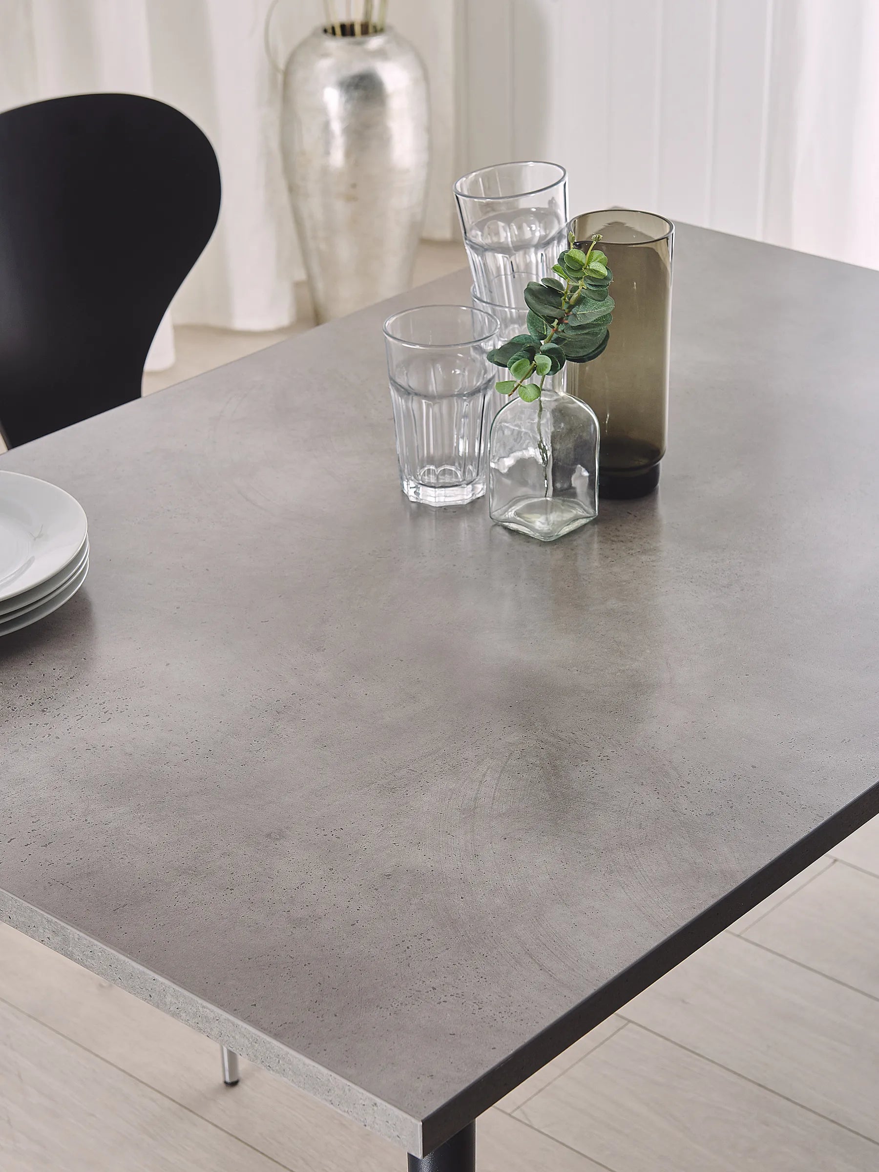 Dining Table SANTIAGO Grey Concrete Effect 120 cm 80 cm
