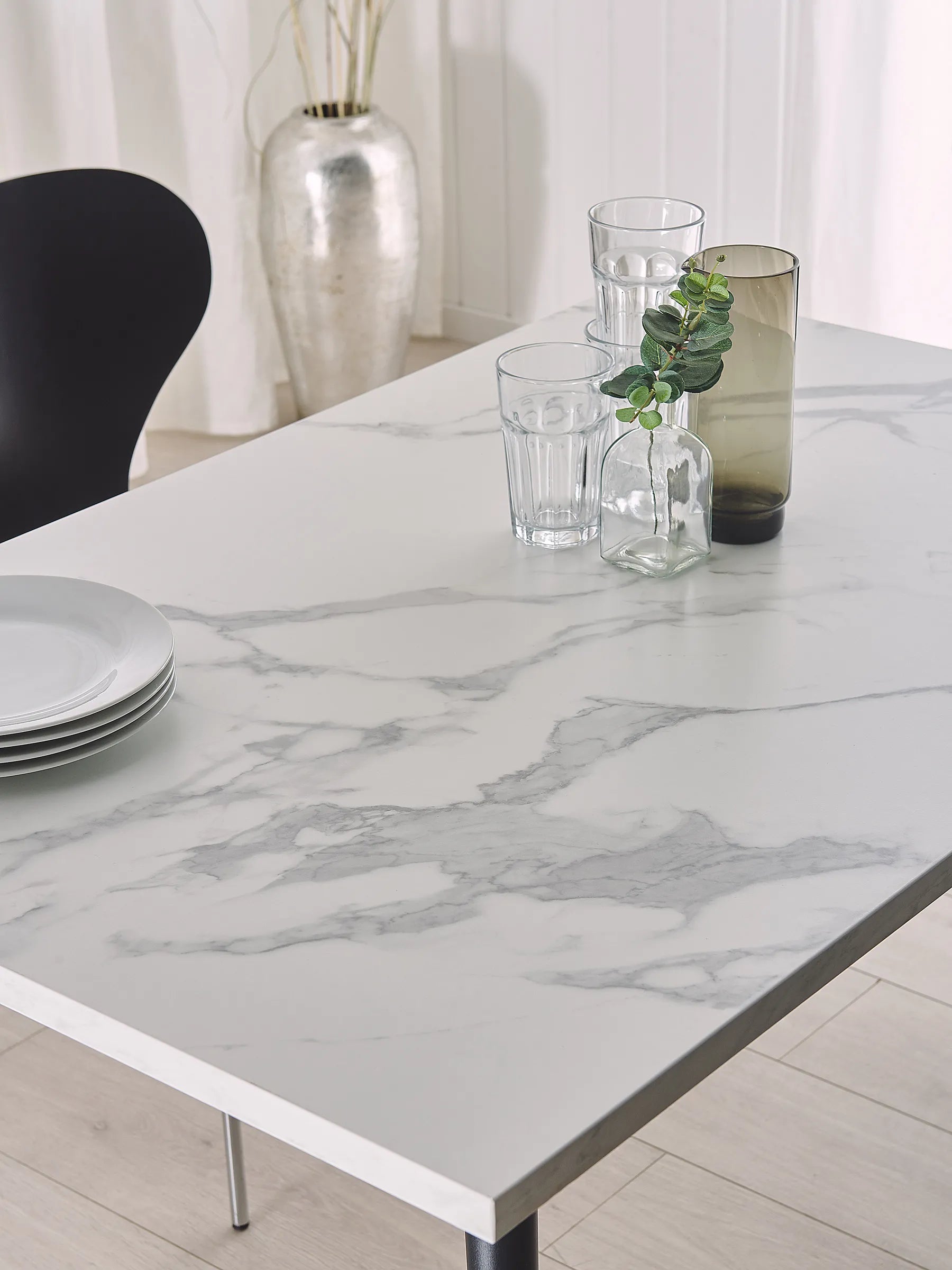 Dining Table SANTIAGO White Marble 120 cm 80 cm