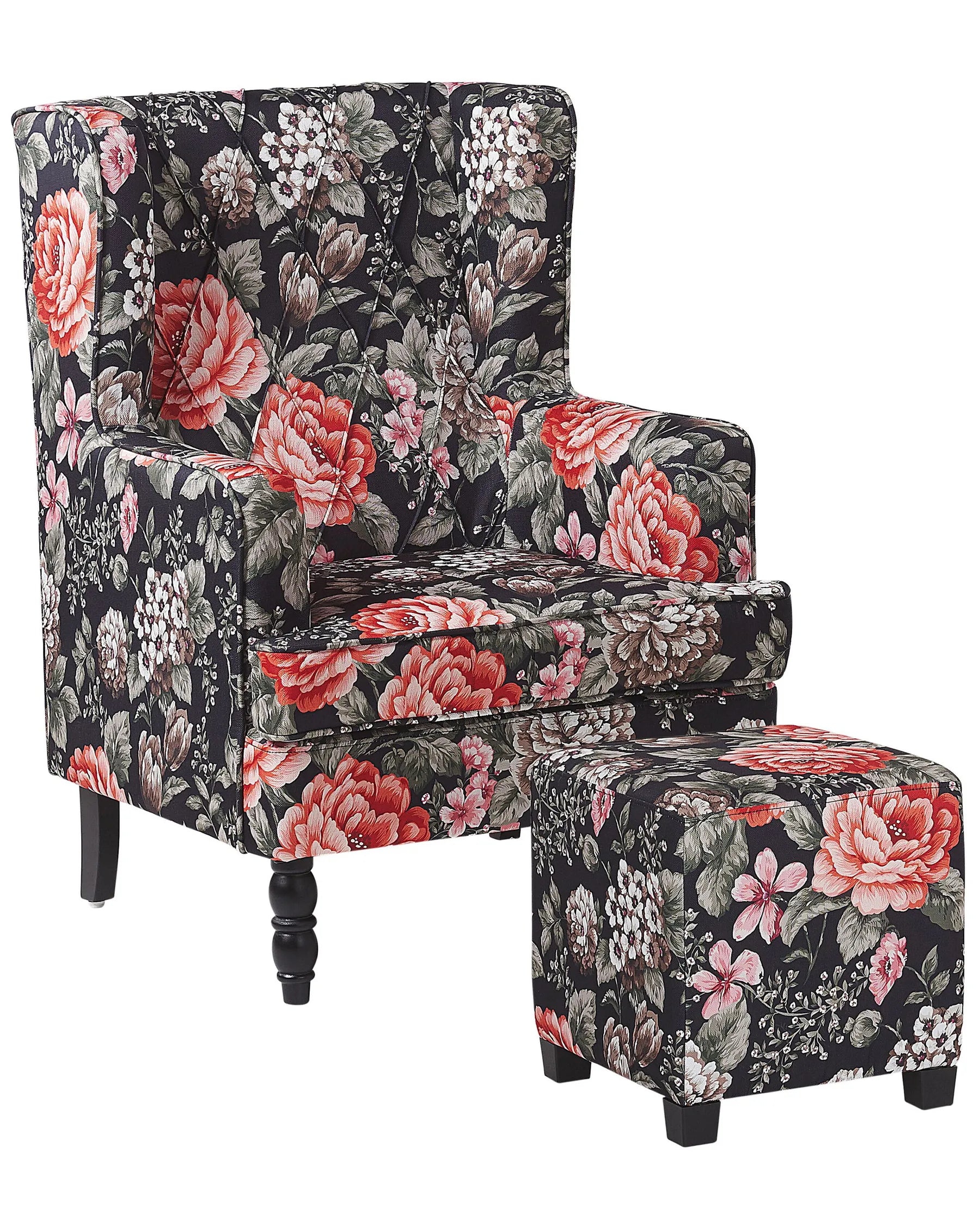 Armchair SANDSET with Footstool Fabric Multicolour