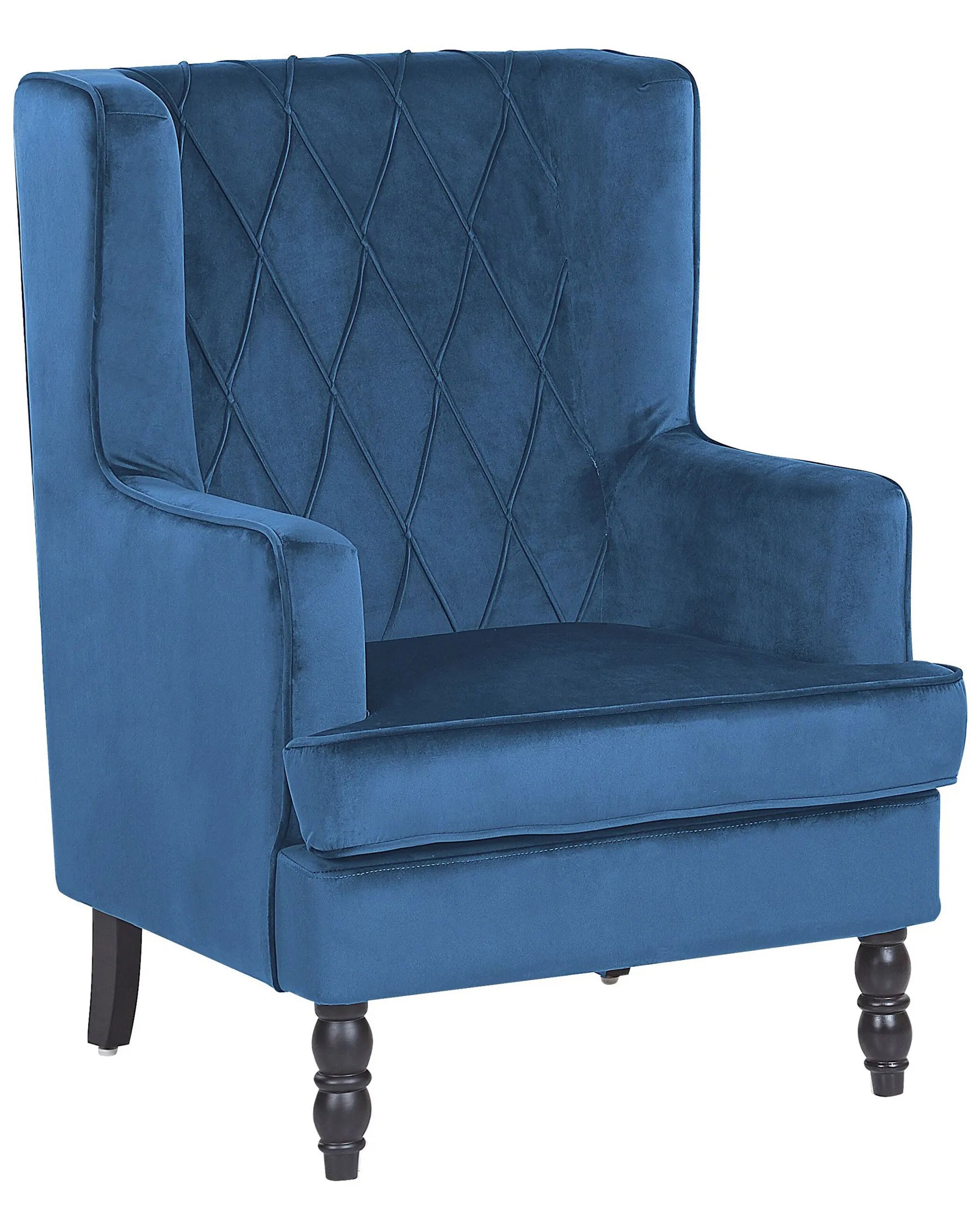 Armchair SANDSET with Footstool Velvet Dark Blue