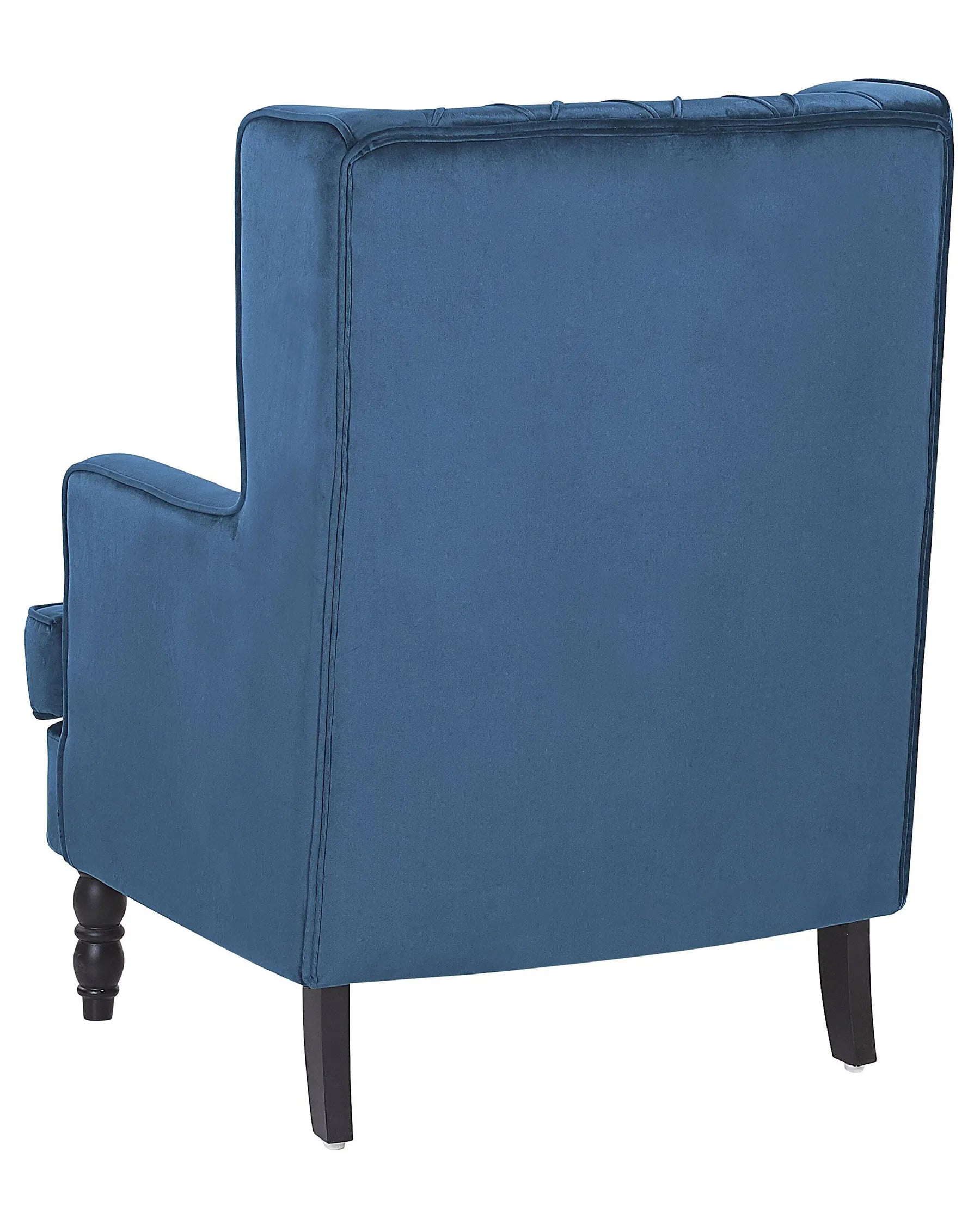 Armchair SANDSET with Footstool Velvet Dark Blue