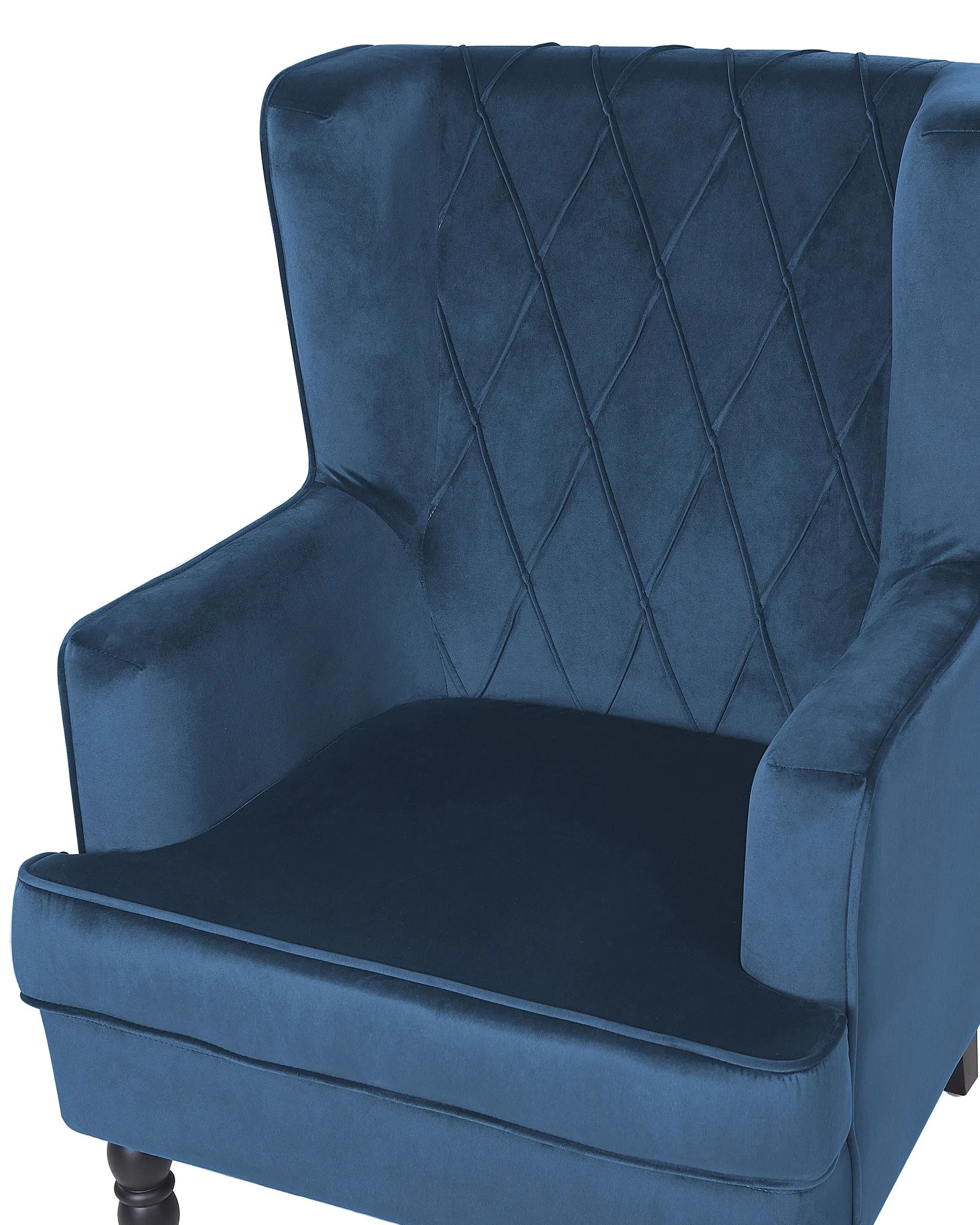 Armchair SANDSET with Footstool Velvet Dark Blue
