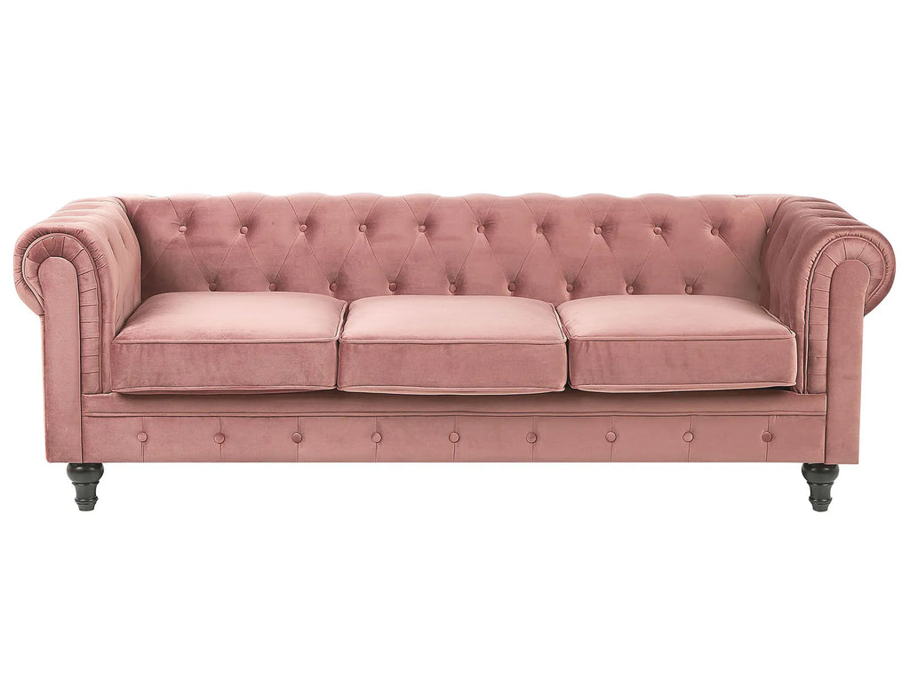 Living Room Set 4 Seater CHESTERFIELD Velvet Pink
