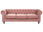 Living Room Set 4 Seater CHESTERFIELD Velvet Pink
