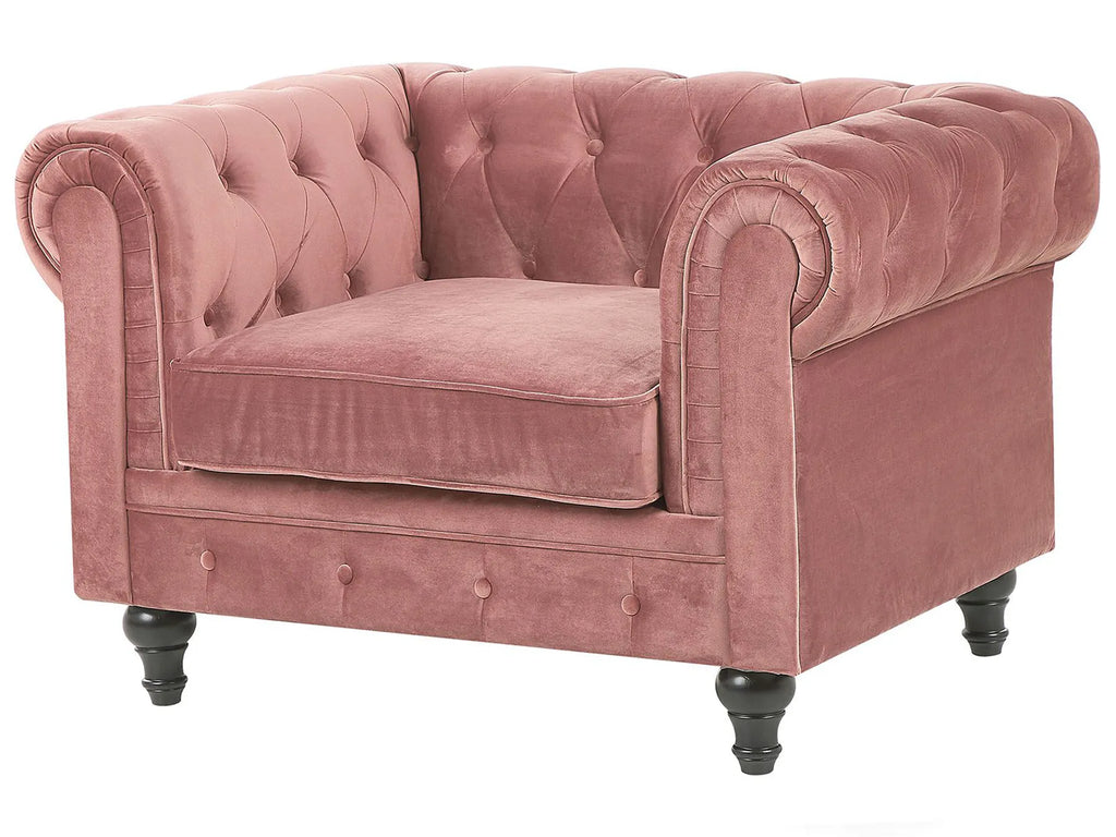 Living Room Set 4 Seater CHESTERFIELD Velvet Pink