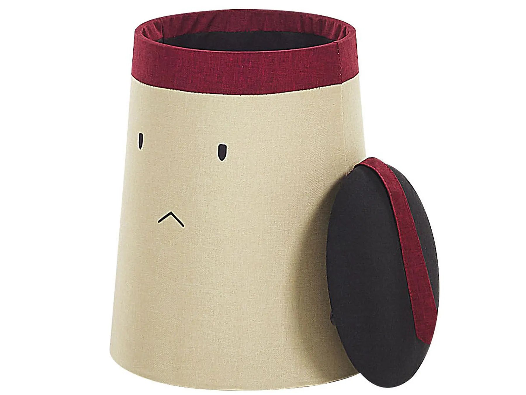 Kids Storage Pouffe SAMURAI Faux Linen Beige
