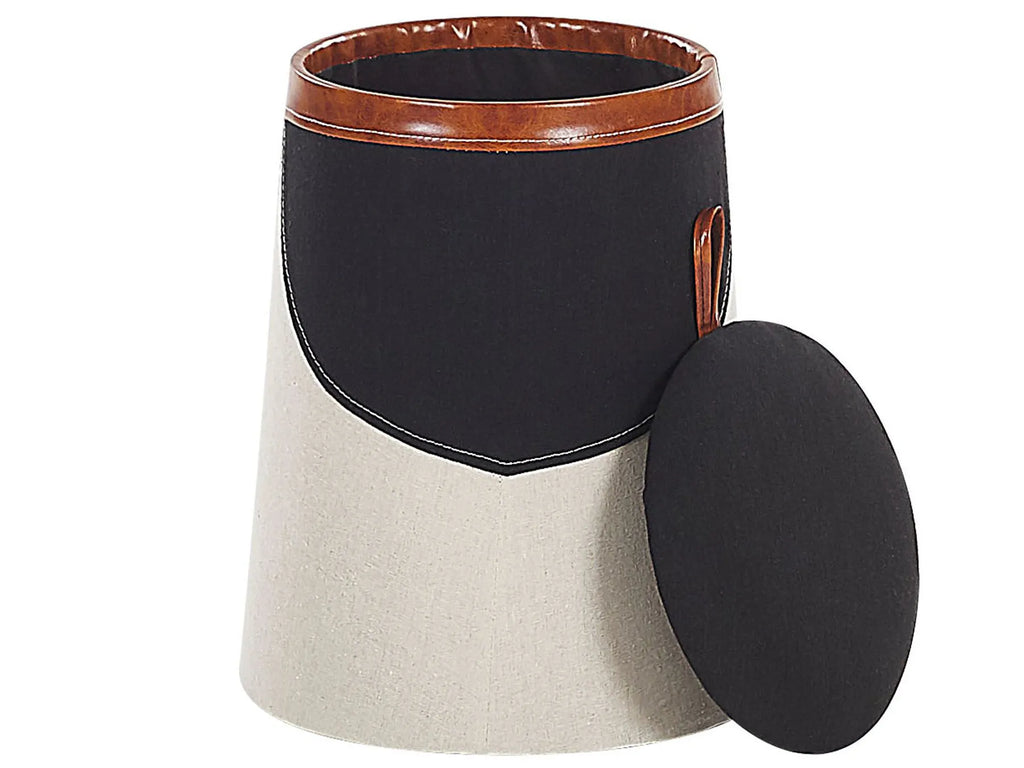 Kids Storage Pouffe APACHE Faux Linen Beige