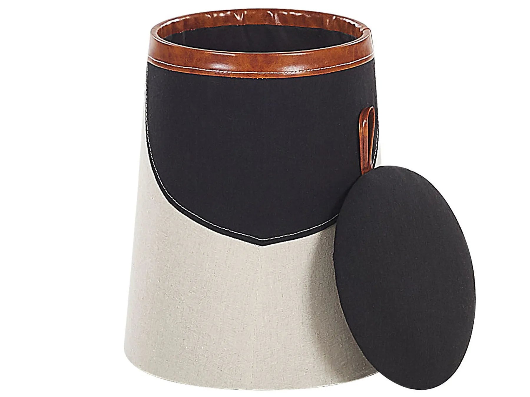 Kids Storage Pouffe APACHE Faux Linen Beige