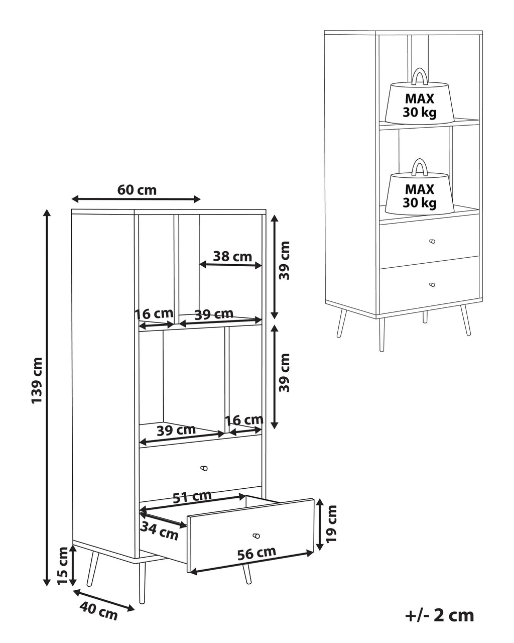 Shelving Unit RICHMOND 139 cm Dark Walnut