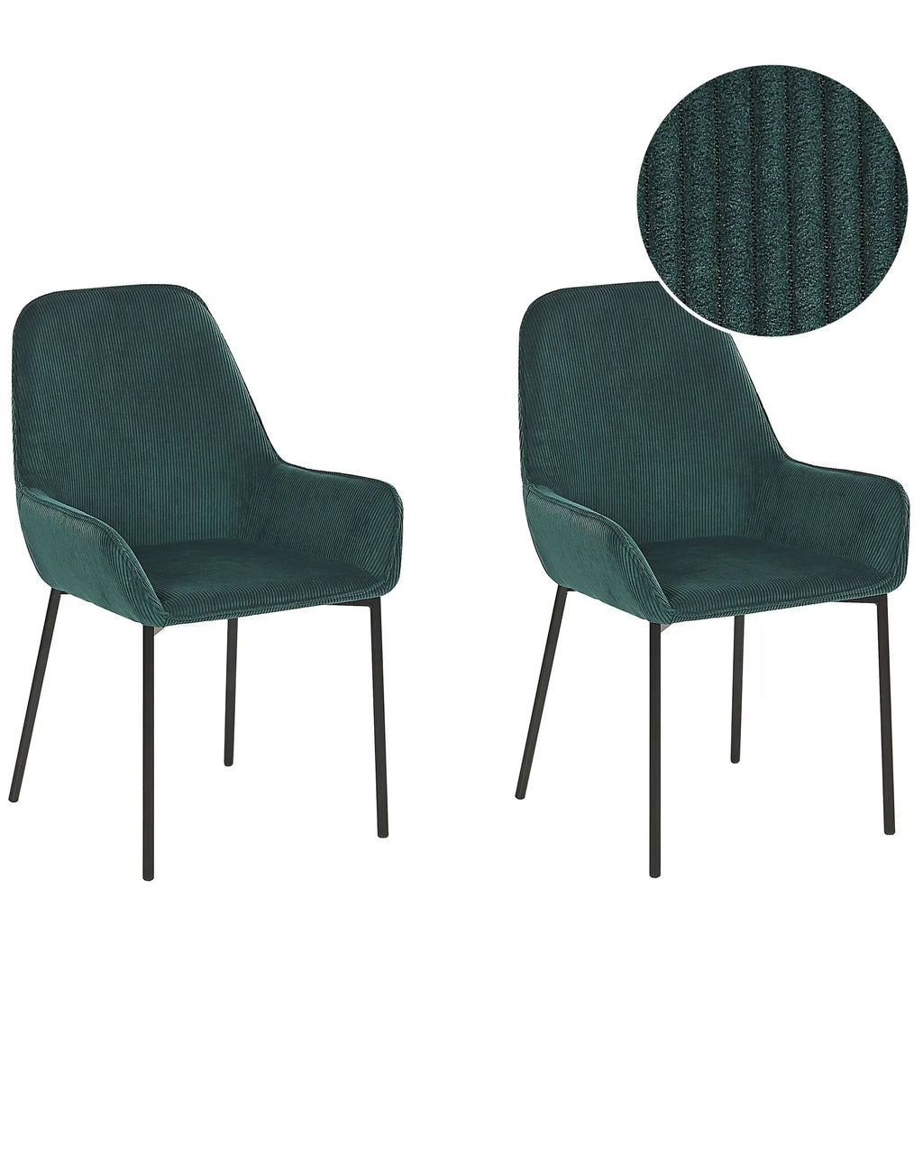 Set of 2 Dining Chairs LOVERNA Corduroy Dark Green