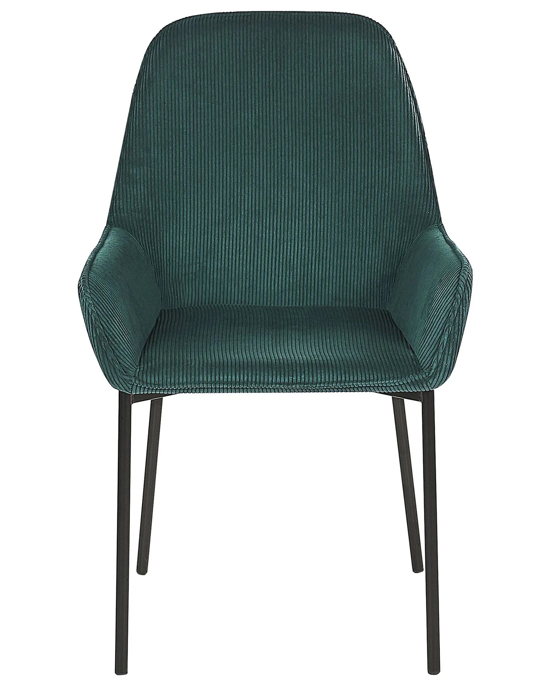 Set of 2 Dining Chairs LOVERNA Corduroy Dark Green