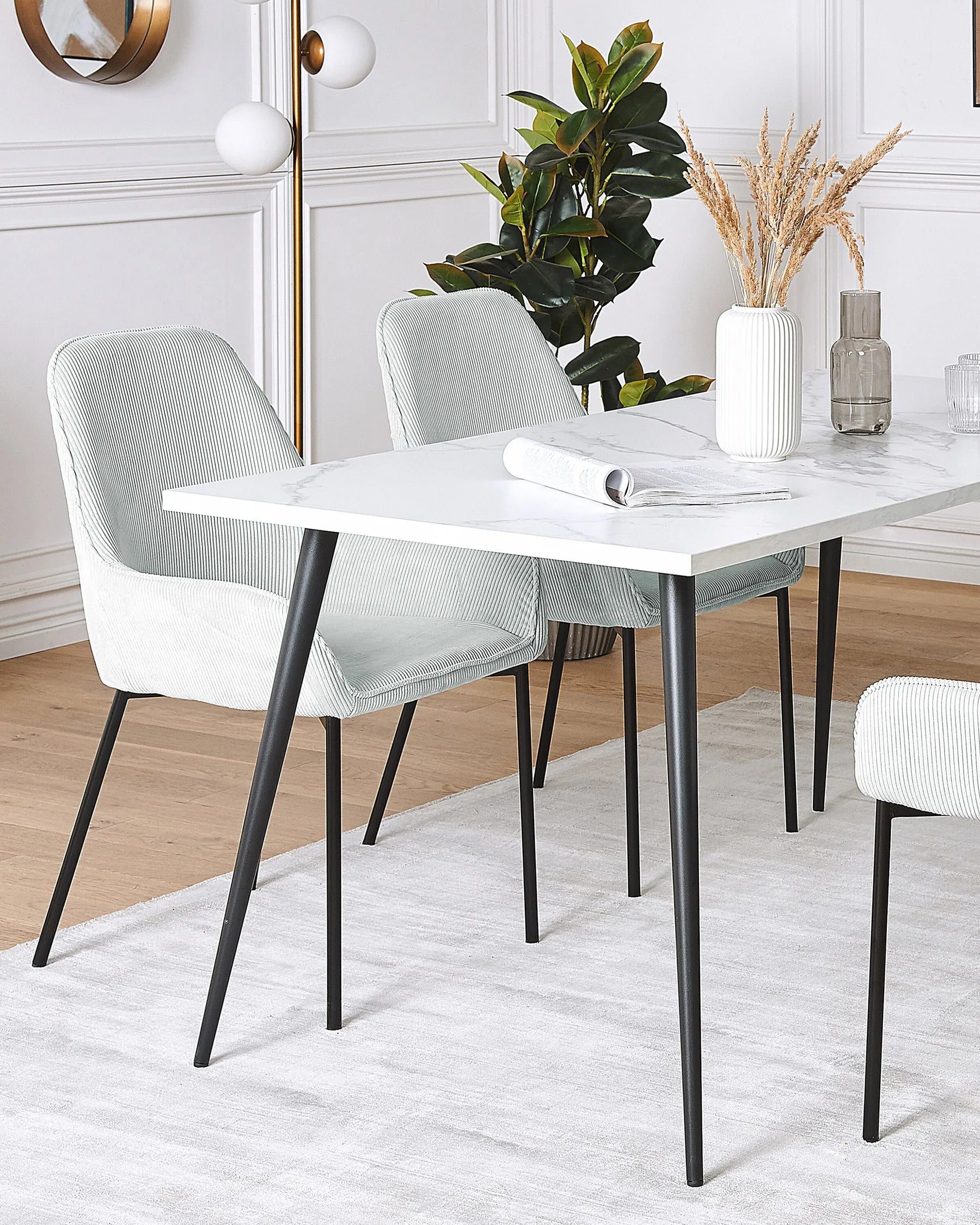 Set of 2 Dining Chairs Corduroy Mint Green