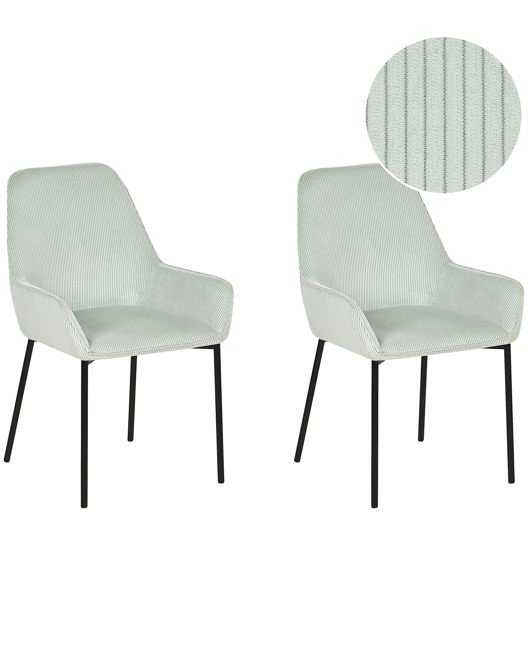 Set of 2 Dining Chairs Corduroy Mint Green