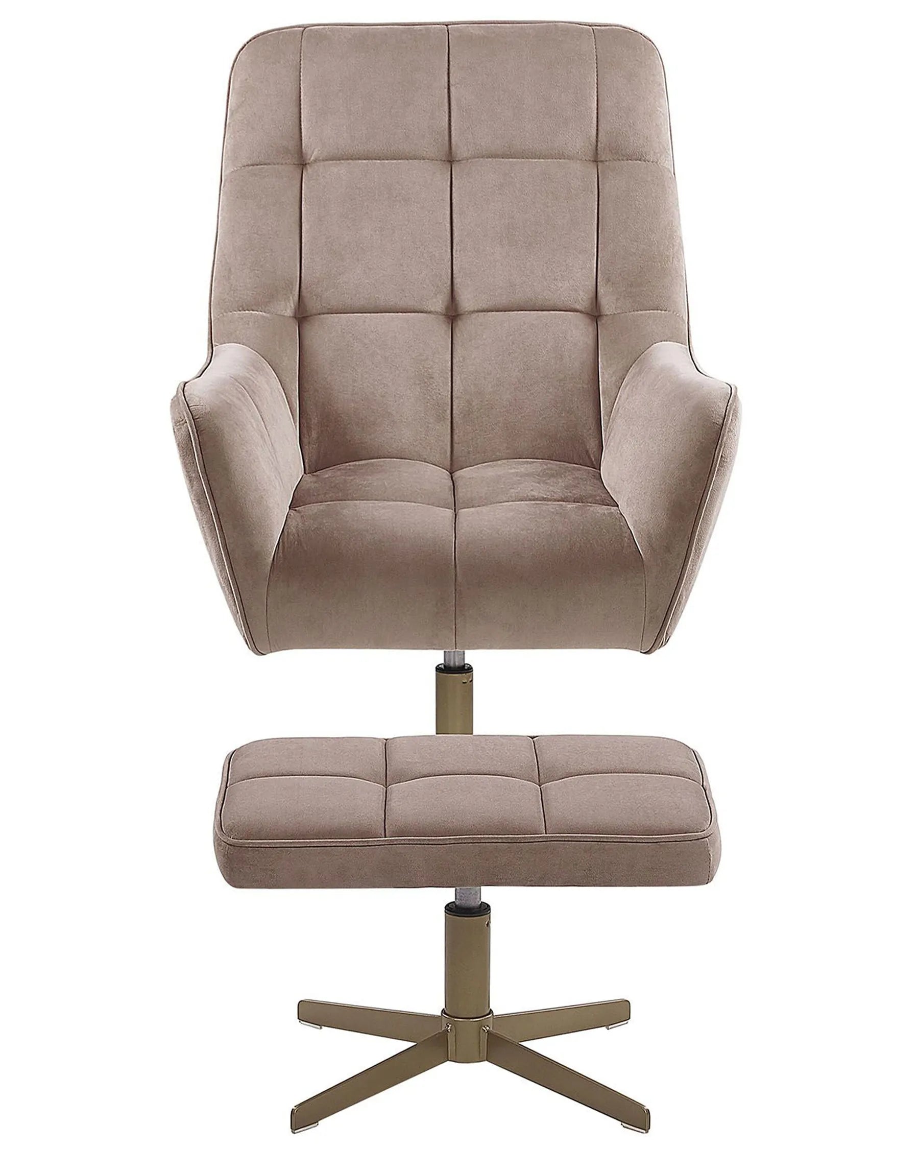 Swivel Armchair MOLLE with Footstool Velvet Beige