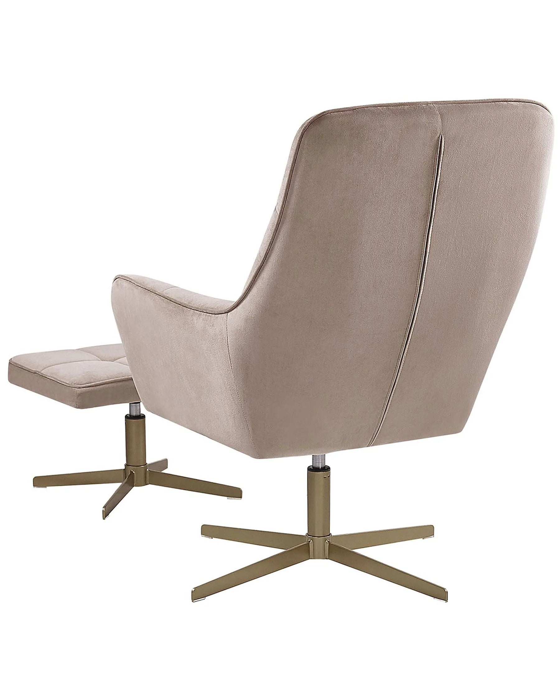 Swivel Armchair MOLLE with Footstool Velvet Beige