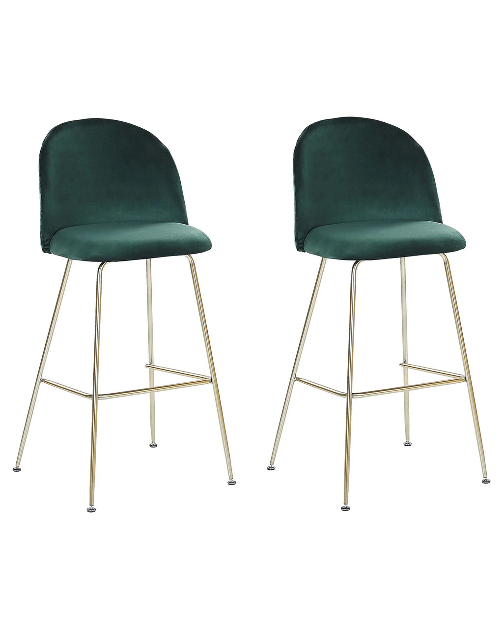Set of 2 Bar Chairs ARCOLA Velvet Emerald Green