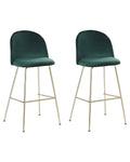 Set of 2 Bar Chairs ARCOLA Velvet Emerald Green