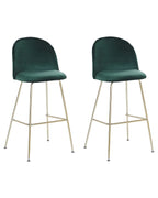 Set of 2 Bar Chairs ARCOLA Velvet Emerald Green