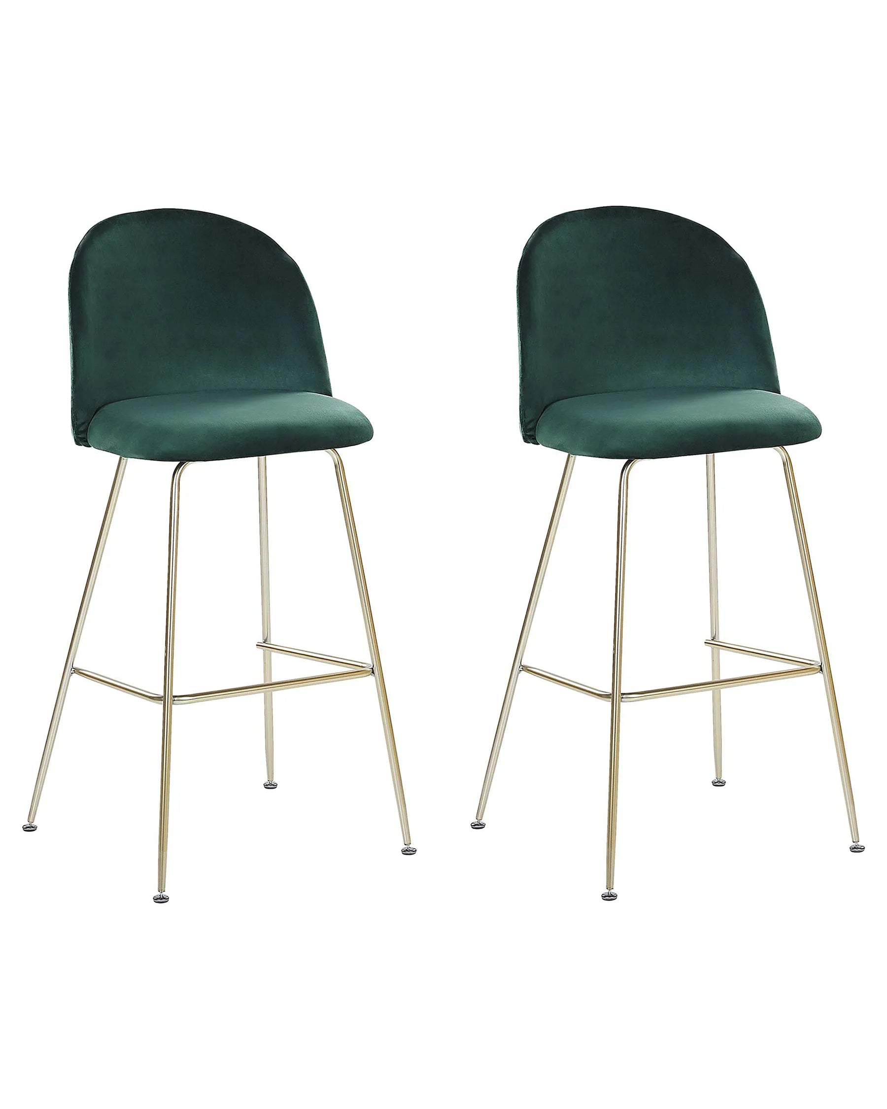 Set of 2 Bar Chairs ARCOLA Velvet Emerald Green