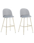 Set of 2 Bar Chairs ARCOLA Velvet Light Grey
