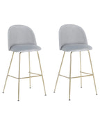 Set of 2 Bar Chairs ARCOLA Velvet Light Grey