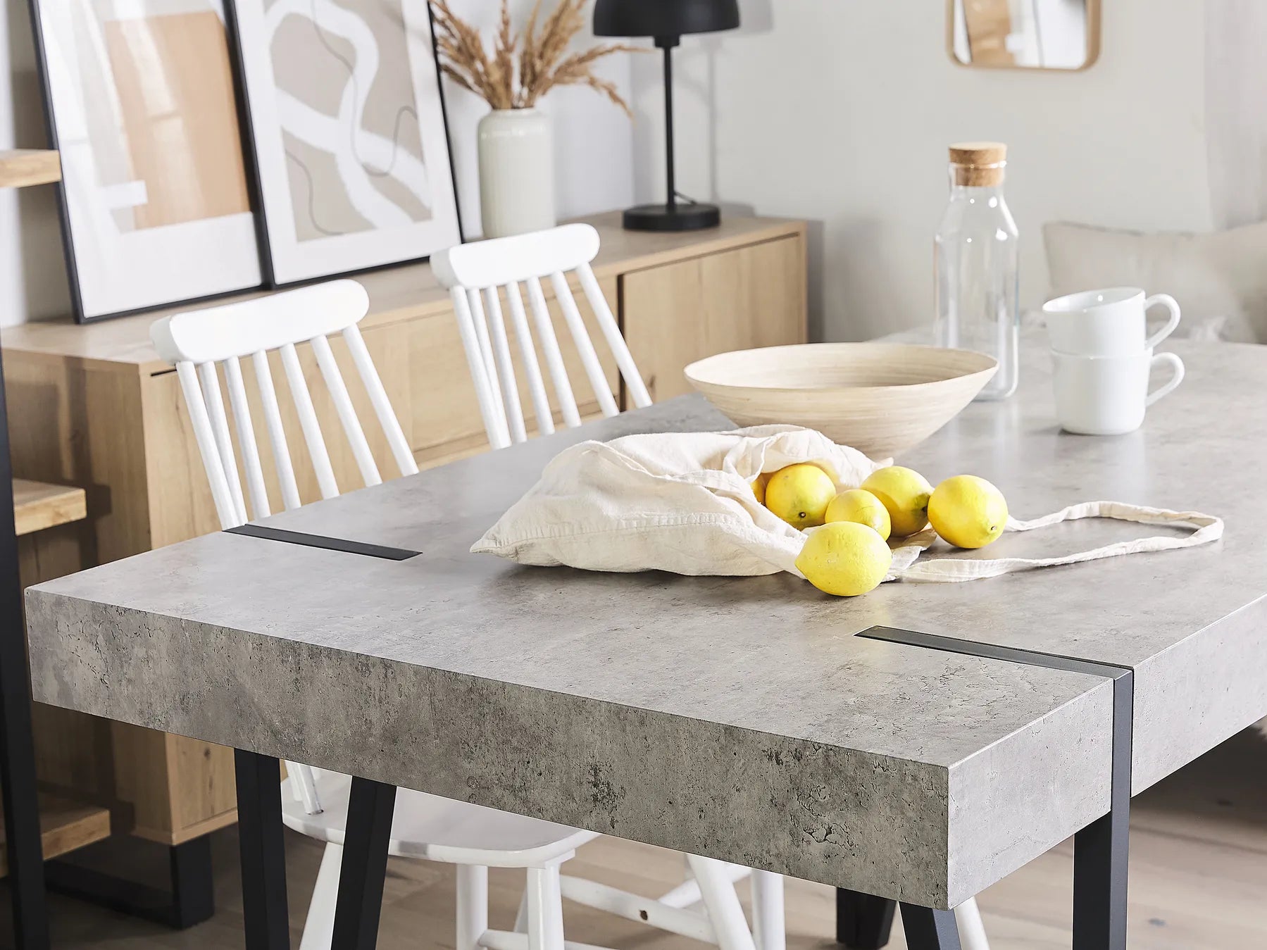 Dining Table ADENA Grey Concrete Effect 150 cm 90 cm