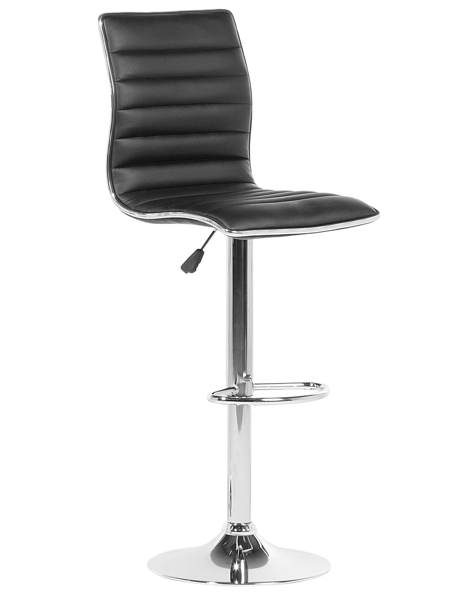 Set of 2 Bar Chairs LUCERNE Faux Leather Swivel Black