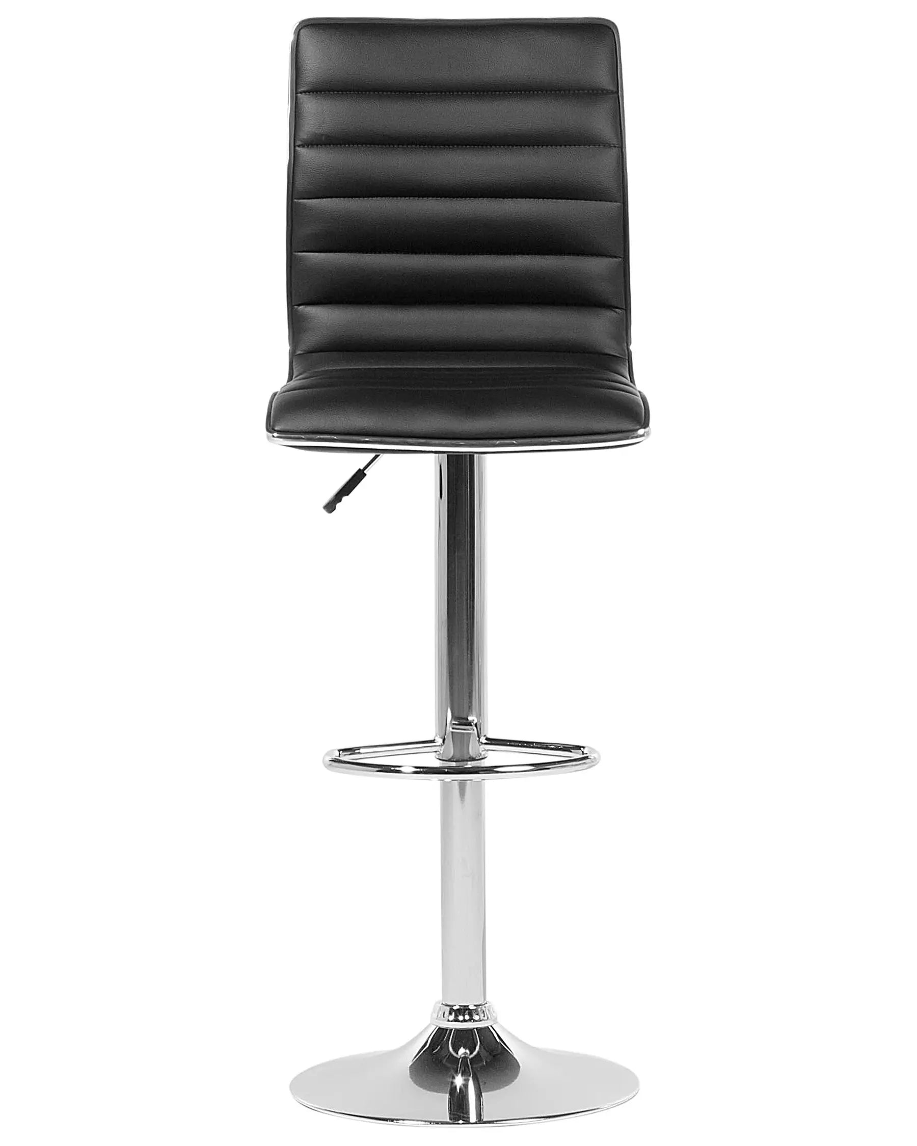 Set of 2 Bar Chairs LUCERNE Faux Leather Swivel Black