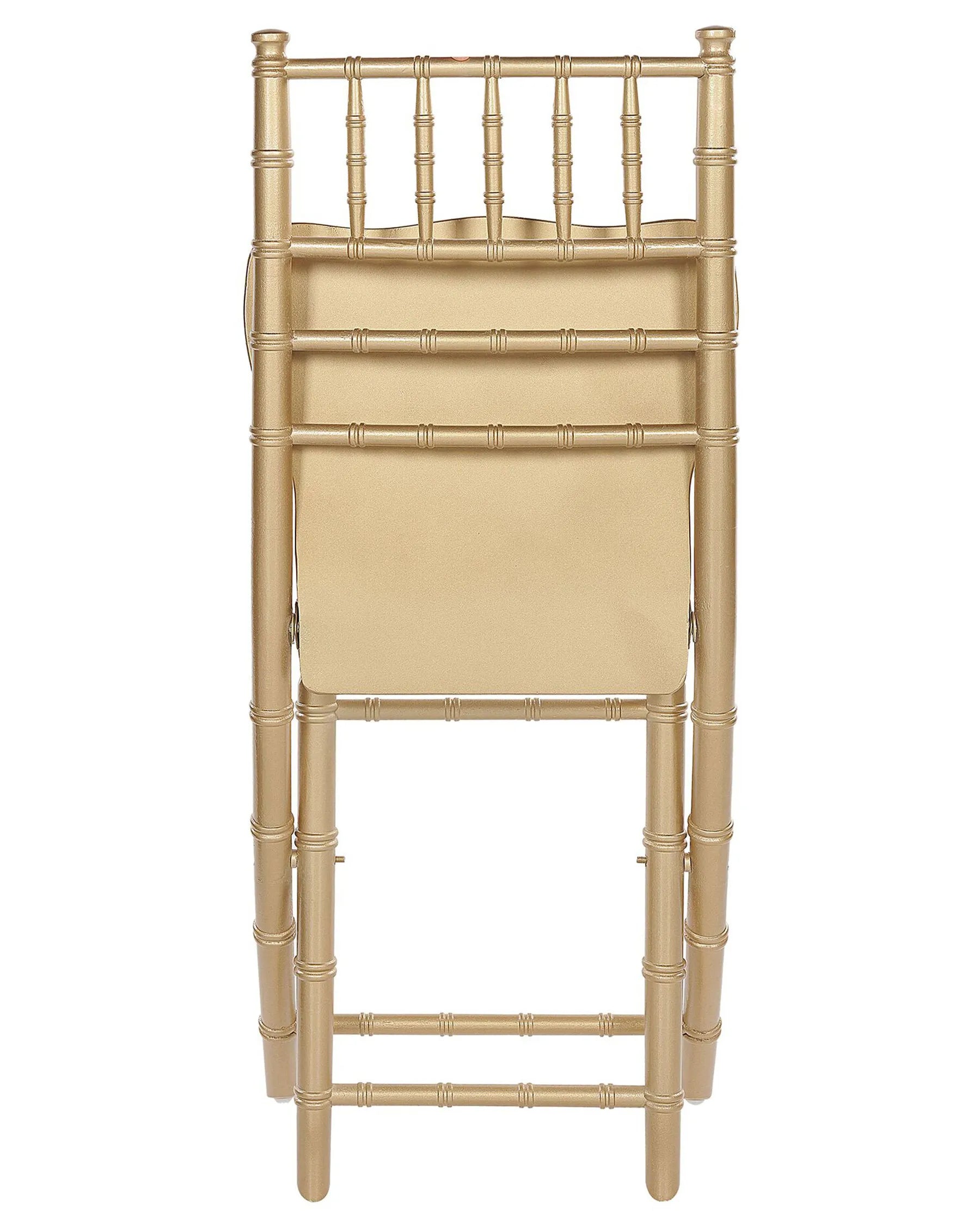 Set of 4 Dining Chairs Folding MACHIAS Beechwood Gold