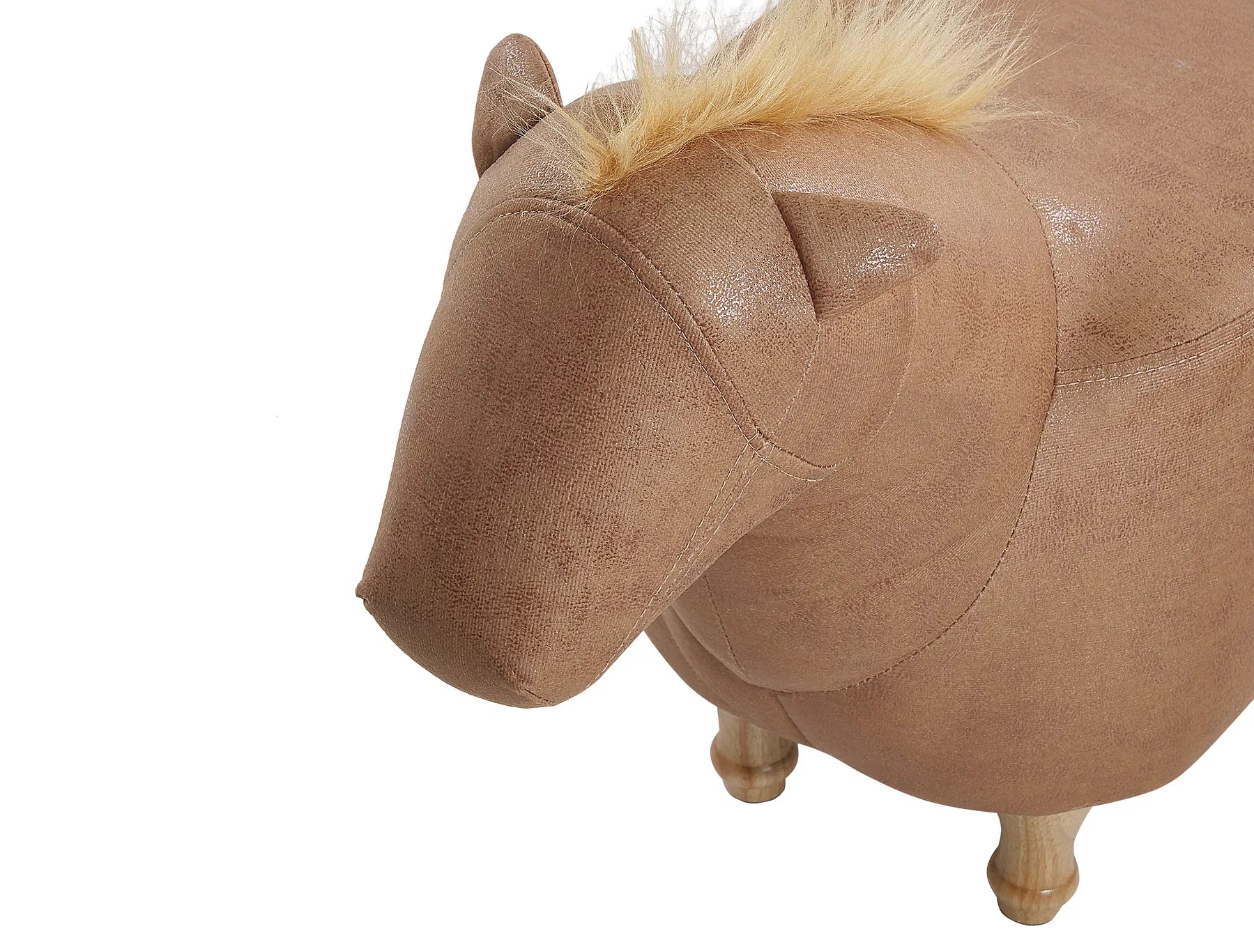 Animal Stool HORSE Faux Leather Sand Beige