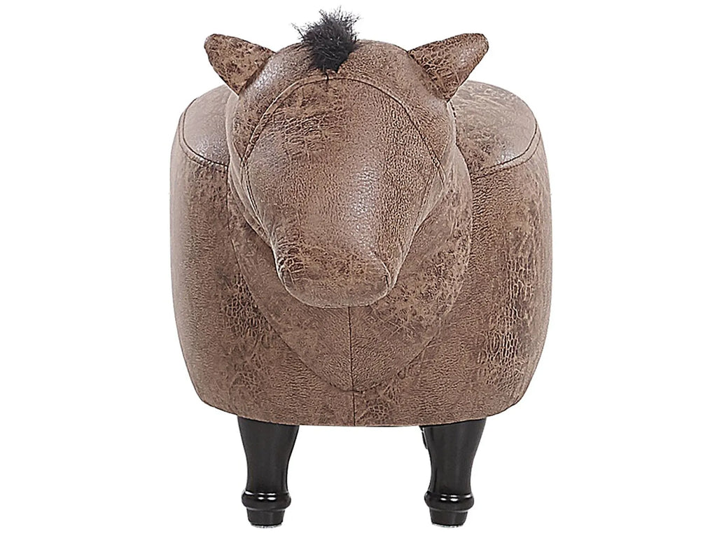 Animal Stool HORSE Faux Leather Light Brown