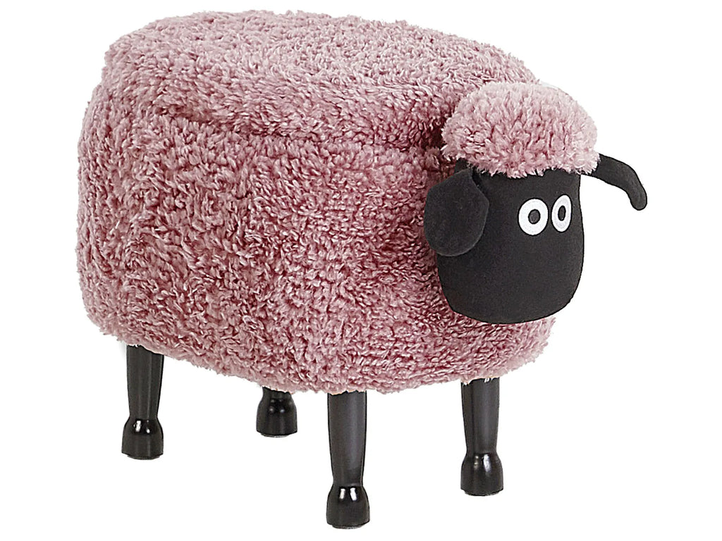 Storage Animal Stool SHEEP Fabric Pink