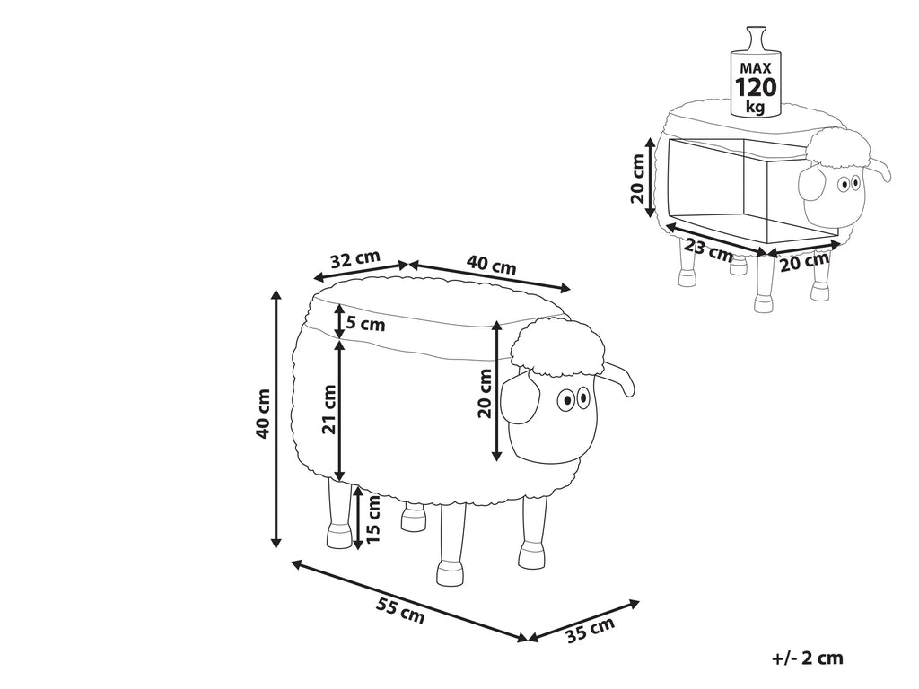 Storage Animal Stool SHEEP Fabric Pink