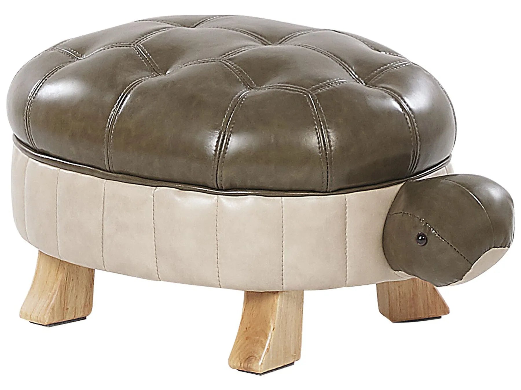 Animal Stool TURTLE Faux Leather Dark Green
