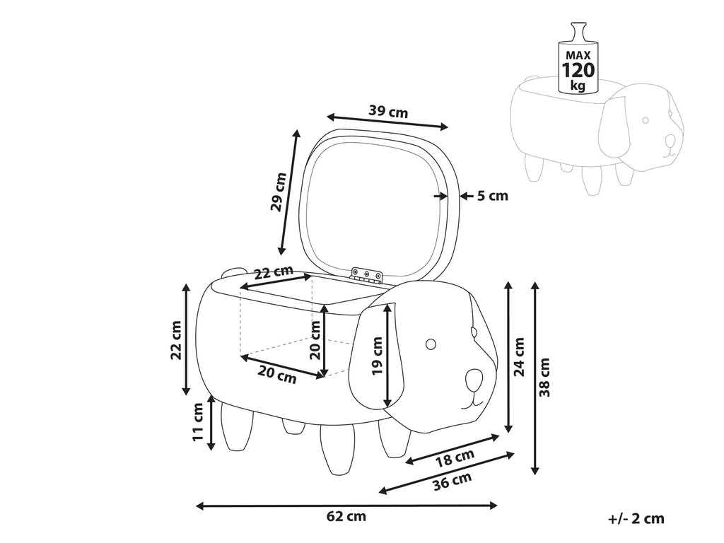 Storage Animal Stool DOGGY Velvet Beige
