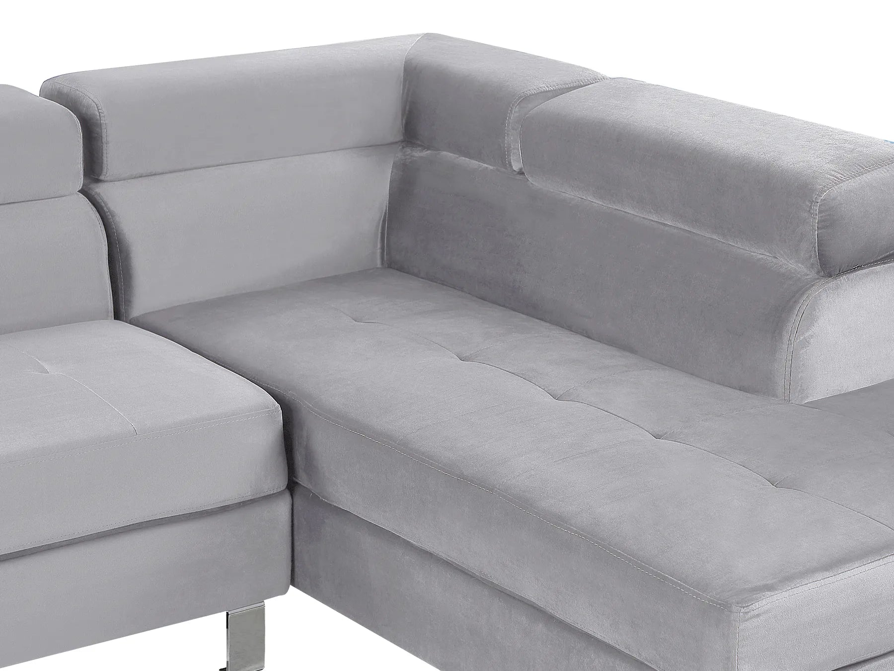 Corner Sofa 5 Seater NORREA Velvet Grey Left Hand