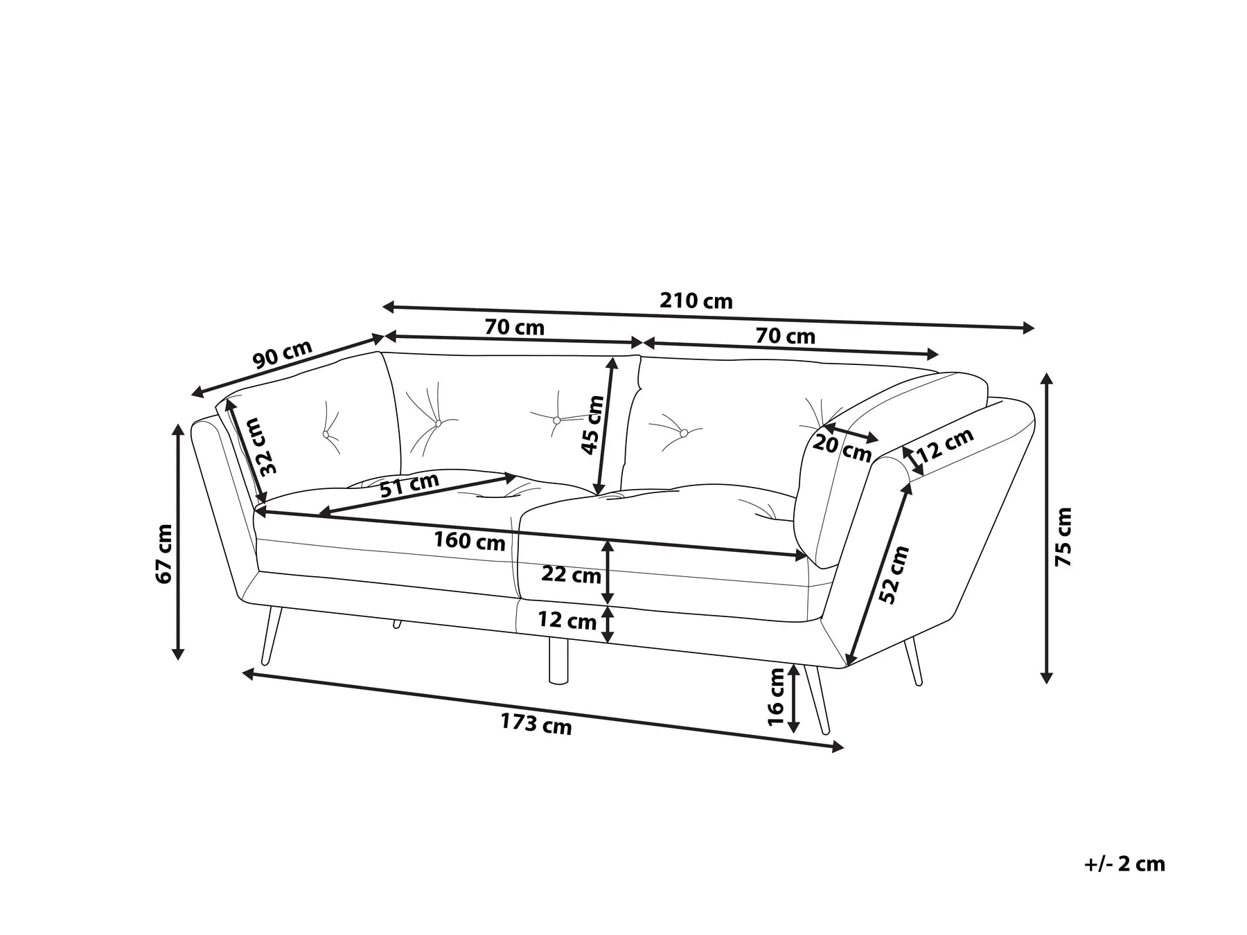 Sofa 3 Seater LENVIK Velvet Emerald Green