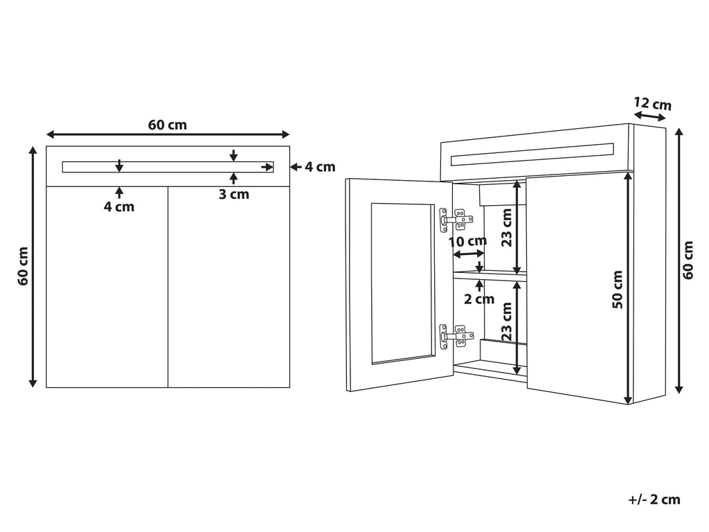 Bathroom Wall Mounted Mirror Cabinet LED JARAMILLO 60 cm 60 cm White