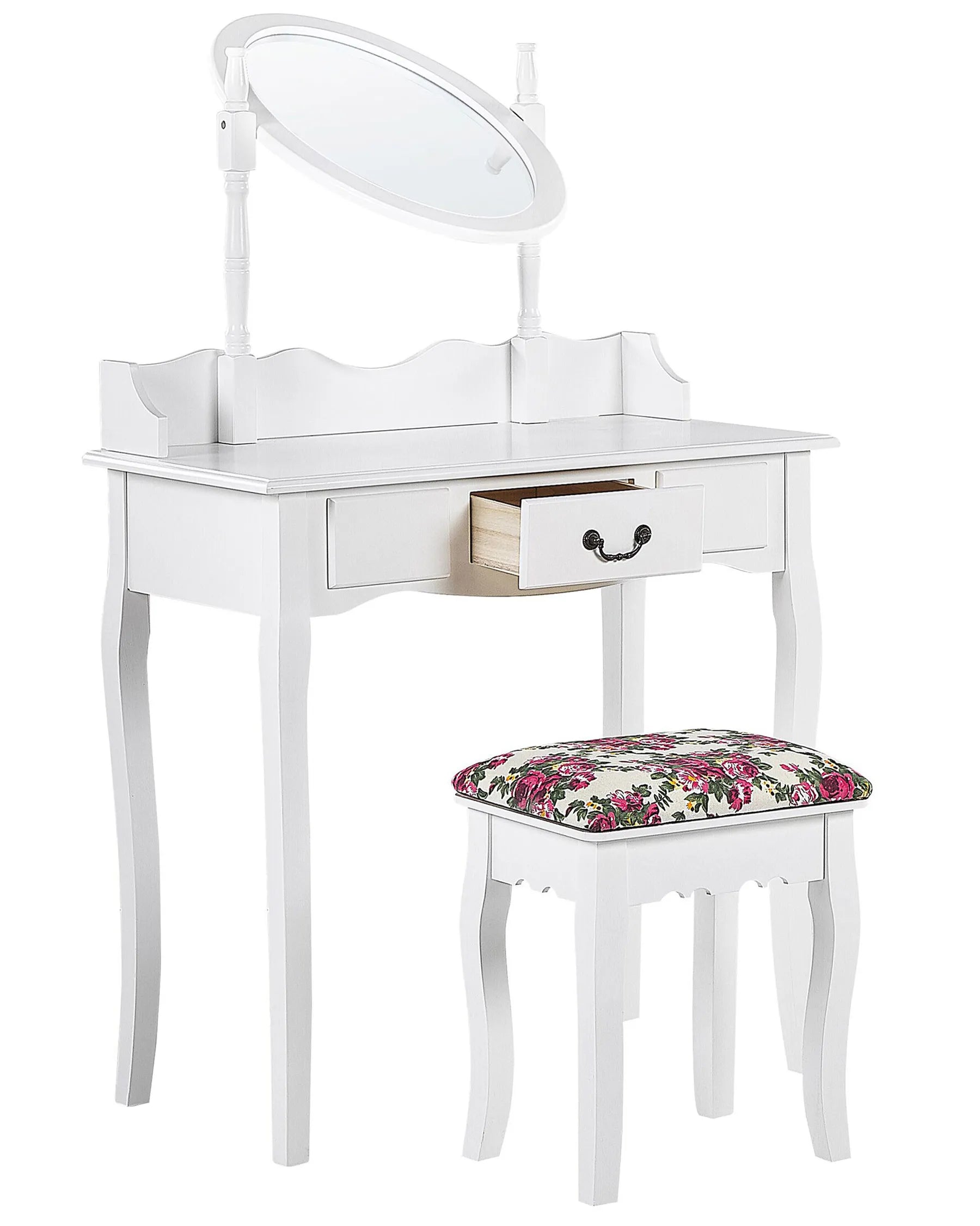 Dressing Table with Mirror and Stool SOLEIL White