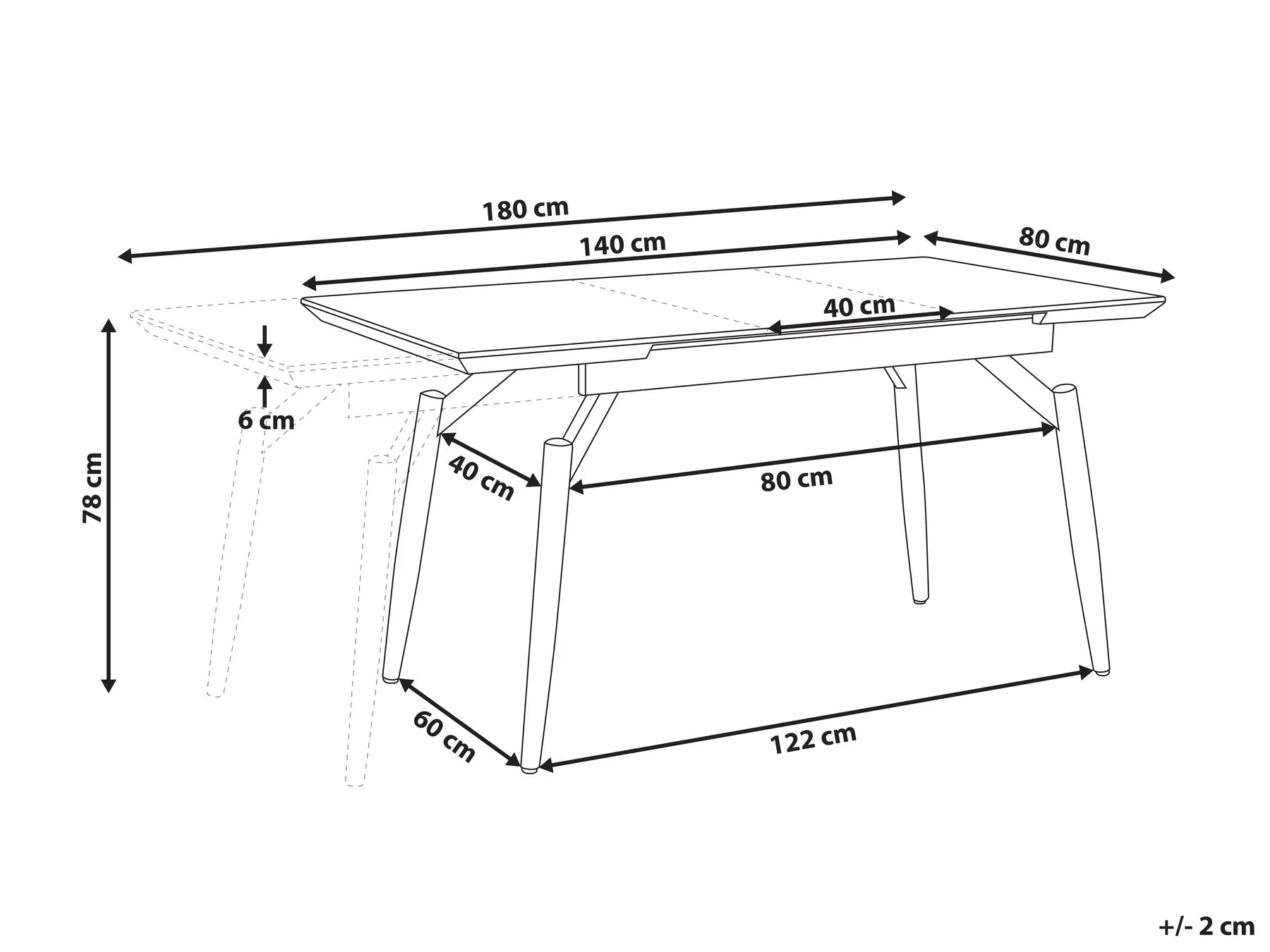 Extending Dining Table Dark Brown 140/180 cm 80 cm