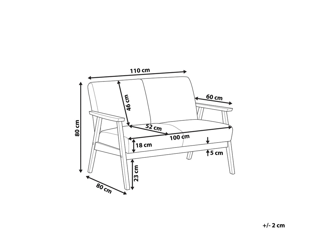 Sofa 2 Seater ASNES Fabric Brown