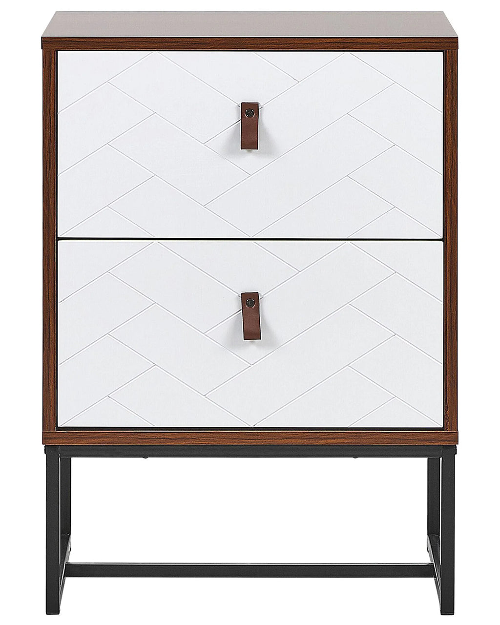 2 Drawer Bedside Table NUEVA Dark Brown/ White