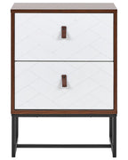 2 Drawer Bedside Table NUEVA Dark Brown/ White