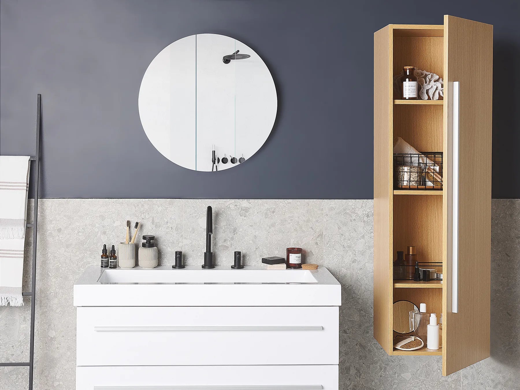 Bathroom Wall Mounted Cabinet MATARO 40 cm Light Brown