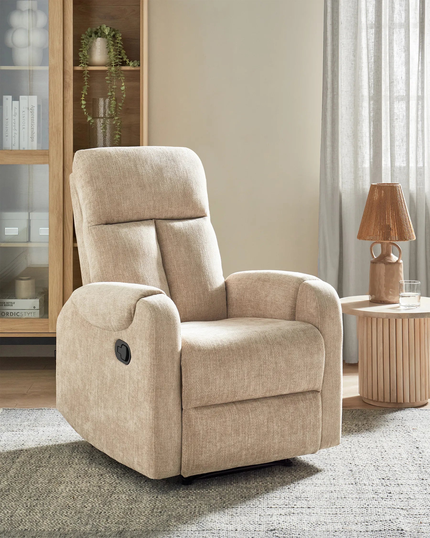 Recliner Chair SOMERO With Footrest Fabric Beige
