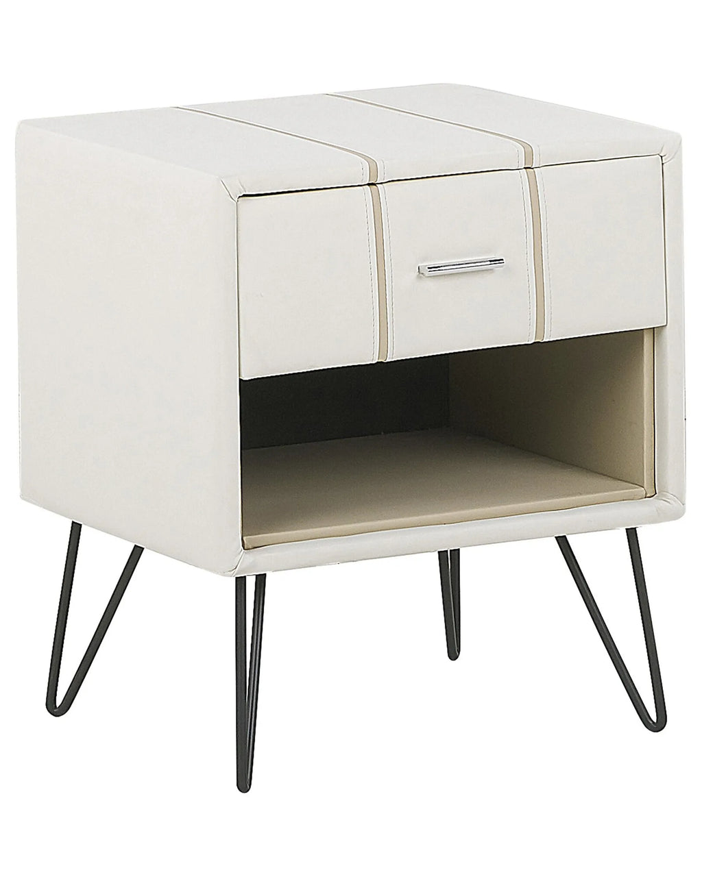1 Drawer Bedside Table BETIN Faux Leather White
